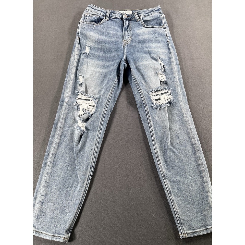 Risen Jeans Womens Size 5/27 High Waisted Distressed Ankle Jeans Blue RDP5045